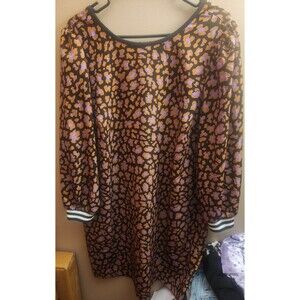 Eloquii Purple Black Cheetah Printed Dress Black White Stripe Cuff Size 16